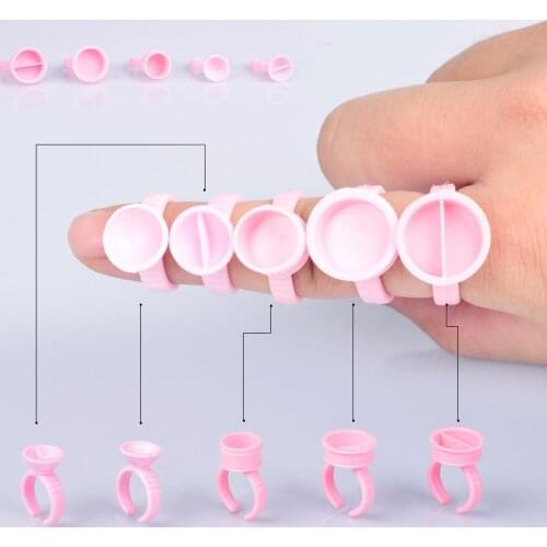 100Pcs Pink Pigment Ring Cups for Microblading Pigment and Lash Extensions 100 PCS/Bag For Glue And Pigment Ink Holder
