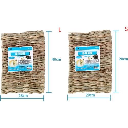 Hamster Grass Weaving Mat Small Pet Nest Squirrel Guinea Pig Ferret Rabbit Edible Molar Handmade Hay Mat Pets Cage Accessory