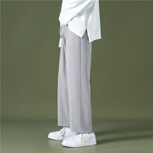 Summer Thin Wide-leg Pants Mens Fashion Casual Pants Men Streetwear Korean Loose Straight Suit Pants Mens Dress Pants S-3XL