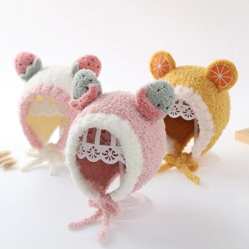 Cute Fruit Ear Baby Hat Winter Soft Warm Plush Baby Boy Girl Caps Ear Protection Kids Children Beanies Cap Bonnet