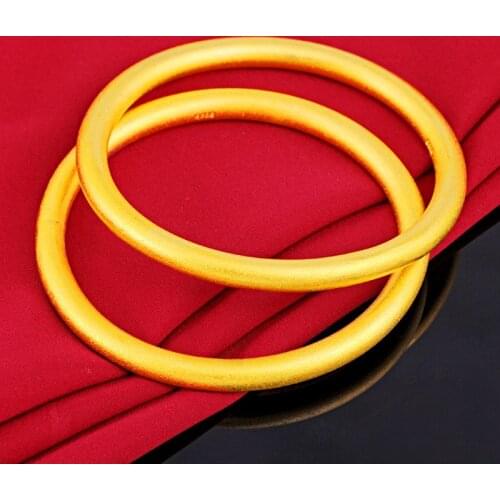 Fashion 24k Gold 19cm Mother Day Gift Classical Bangels 5mm Bracelets for Women Indian Jewelry