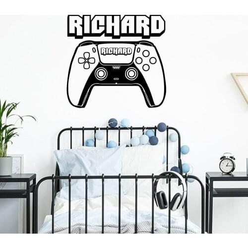 Custom Name Game Joystick Controller Wall Decal Playroom Boy Room Gaming Zome Gampad Xbox Ps Wall Sticker Bedroom Vinyl Decor