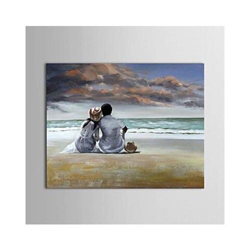 Single Hand Painted Canvas Painting-Lovers on Beachs-People Oil Painting Wall Art-Modern Canvas Art Wall Decor