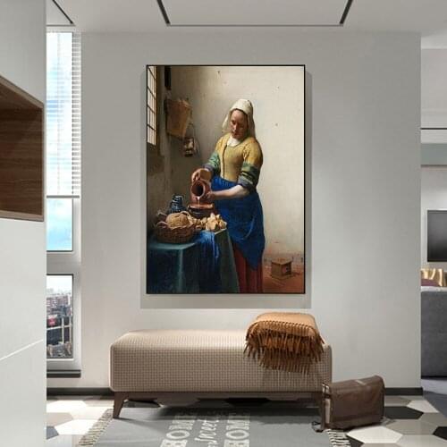 Netherlands Artist Johannes The Milkmaid Poster and Prints Wall Art Picture Canvas Pianting Decorative for Living Room Cuadros