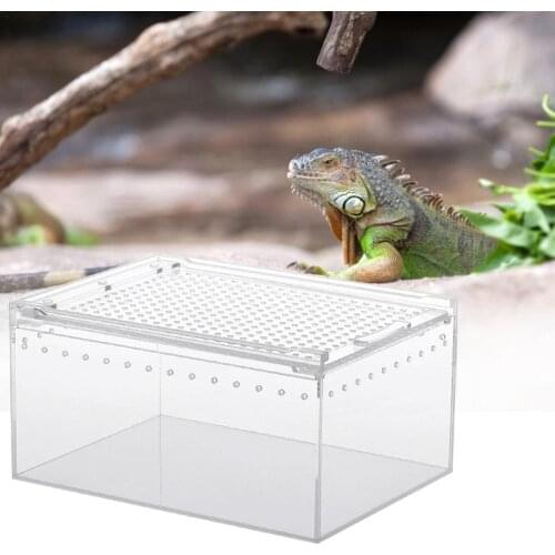 Transparent Acrylic Reptile Box For Spiders Tortoise Lizard Breeding Insect Box Sliding Cover Small Pet Terrarium Vivarium 2021