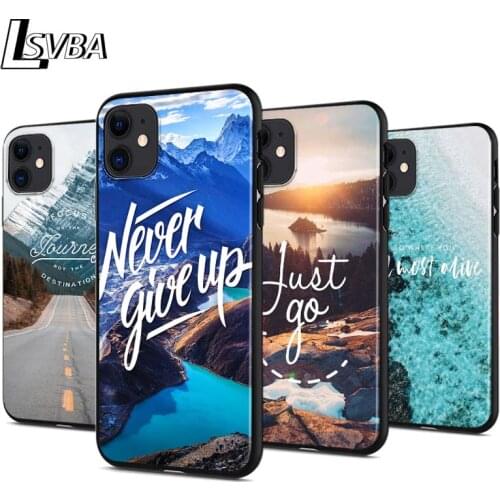Travel mountain sea beach For Apple iPhone 12 Pro Max Mini 11 Pro XS Max X XR 6S 6 7 8 Plus 5S Bright Black Phone Case