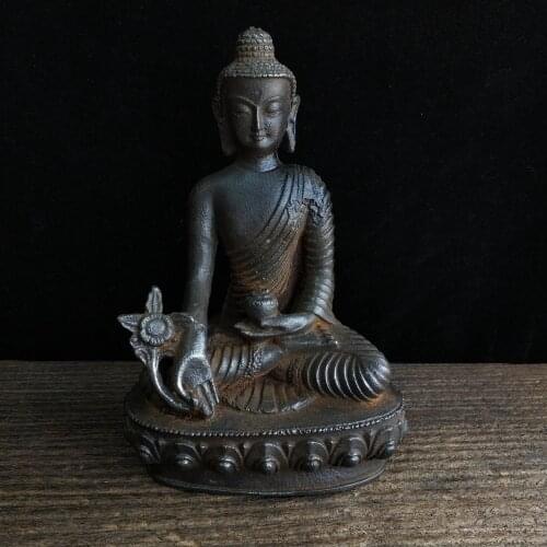 Rare Old Seated Iron Shakyamuni Statue of Guanyin Bodhisattva,#04