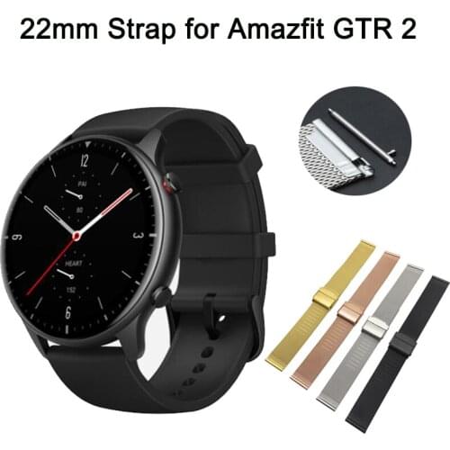 22MM Watch Band for Huami Amazfit GTR 2 Smart Watch Stainless Metal Bracelet for Xiaomi Amazfit GTR2/GTR 42MM 47MM Wrist Strap