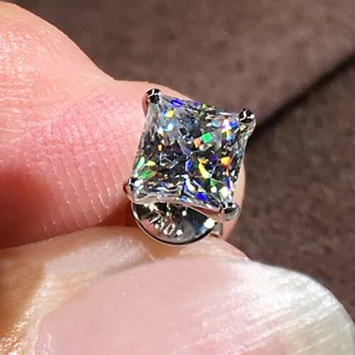 18K White Gold 2 Carat Stud Earrings Women Present Wedding Anniversary Engagement Party 1 ct Princess Square Moissanite Diamond