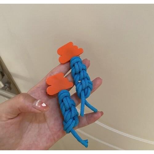 S925 Fashion Niche Cloud Tassel Earrings Acrylic Rope Contrast Color Earrings Female Exaggerated Cold Wind Earring Trend