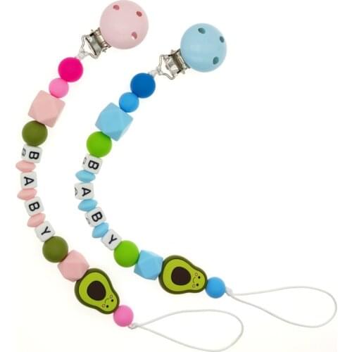 New DIY Personalised Name Silicone Baby Pacifier Clip Chain Nipple Pacifier Chain with Cartoon Holder for Baby Newborn Toy Gift