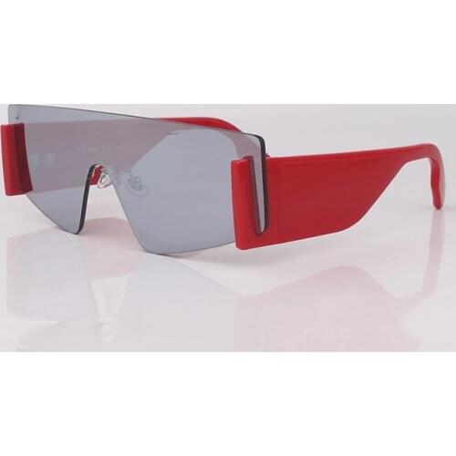 Rimless rectangular sunglasses for men flat top shield women sunglasses wide temples
