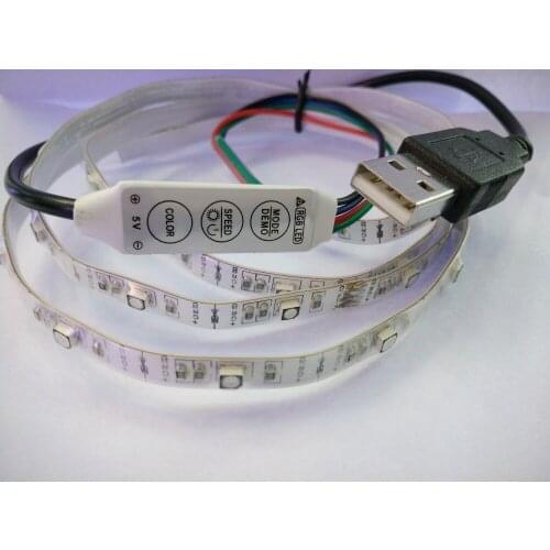 5V 1m USB TV LED light SMD 3528 Flexible RGB Color Changing LED lights 16 color For In&Outdoor with 3 key mini rgb controller
