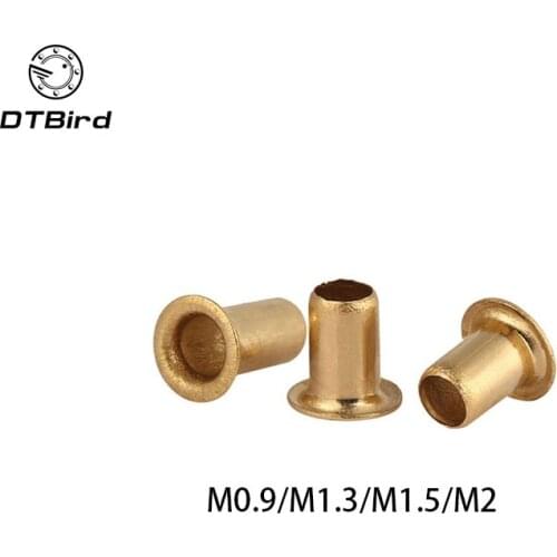 100Pcs M0.9 M1.3 M1.5 M2 GB876 Tubular Rivets Double-sided Circuit Board PCB Nails Copper Hollow Rivet Nuts HW036