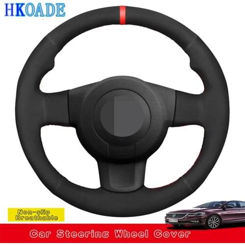 DIY Black Suede Leather Car Accessories Steering Wheel Cover For Seat Leon (1P) FR 2007 Leon (1P) Cupra 2007 Ibiza (6L) FR 2006