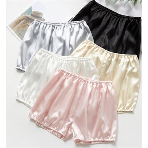 Women Summer Safety Pants Solid Color Ladies Bloomers No Curling Mid Waist Anti-burnout Casual Bloose Shorts