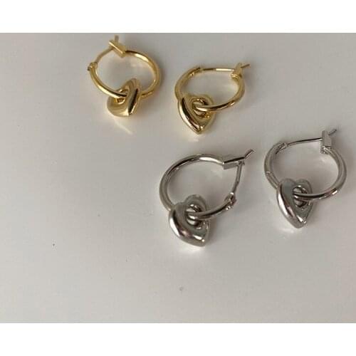 Origin Summer Personality Metallic Heart Earrings for Women Gold Silver Color Alloy Hollow Love Hoop Earrings Oorbellen 2021