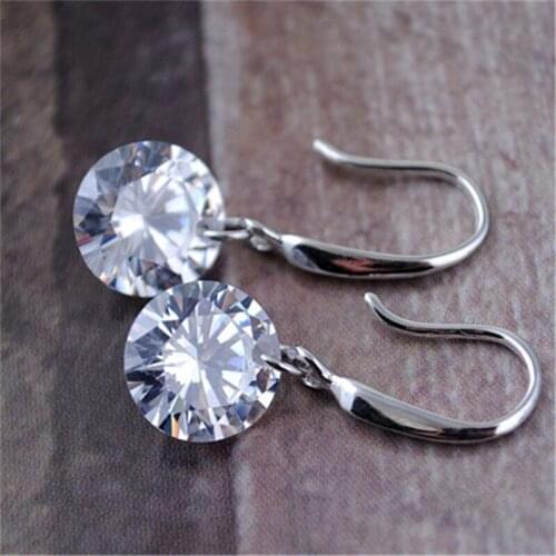 1 Pair Womens Classic Simple AAA Zircon Dangle Ear Hook Earrings Fashion Jewelry E0002