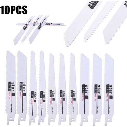 10pcs/set Reciprocating Saw Blades Wood Metal Carbon Steel Cutter Blade for Shipbuilding Aviation Furniture Power Tool