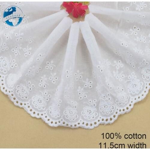11.5cm white 100% cotton embroidery lace french lace ribbon fabric guipure diy trims warp knitting sewing Accessories#3300