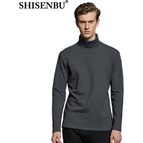2019 Winter Christmas Fashion Elasticity Turtleneck Solid Casual Full T-shirt Men Comfortable Slim Fit young warm