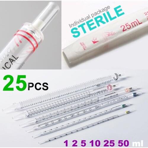 25PCS sterile Serological Pipette Transfer Straw Serum Dropper Graduated Pipette individual package 1/2/5/10/25/50ML by Ks-Tek