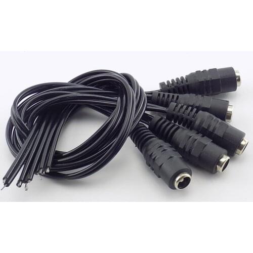 5pcs DC Power Female Cable 12V Plug DC Adapter Cable Plug Connector for CCTV Camera LED Strip Plug 5.5*2.1mm