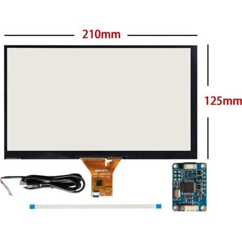 9 inch 210mm*125mm Capacitive Touch Digitizer Raspberry Pi tablet PC navigation Touch screen panel Glass+USB Driver board