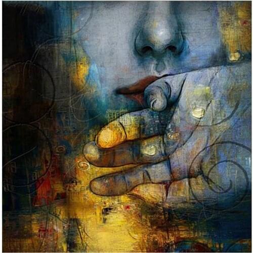 Abstract Girl Face Hand diamond painting Wall art 5D cross stitch round square Decorative diamond embroidery mosaic woman decor