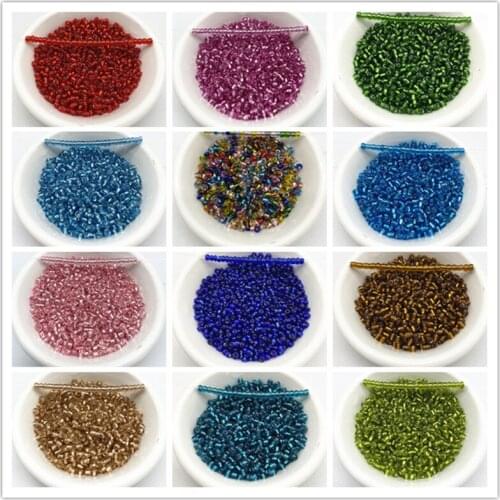 15g/lot 2--4mm Unreal Color Filled with Silver Rice Beads Charm Czech Glass Seed Beads for Jewelry Making DIY Bracelet Necklace