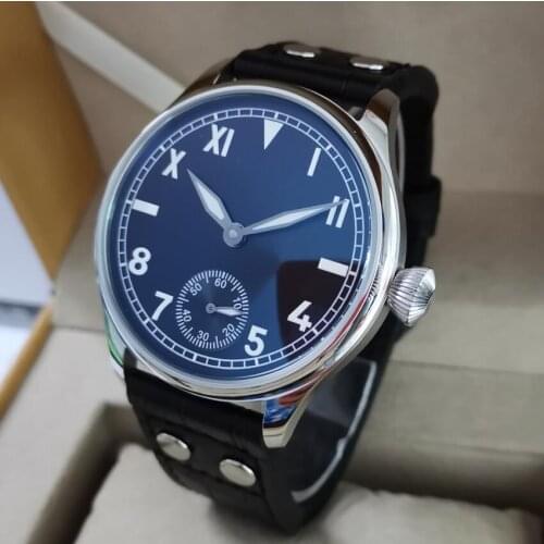 GEERVO No logo 44mm Manual mechanical mens Watch California dial Asian 6498 Movement ST3621 Movement G131