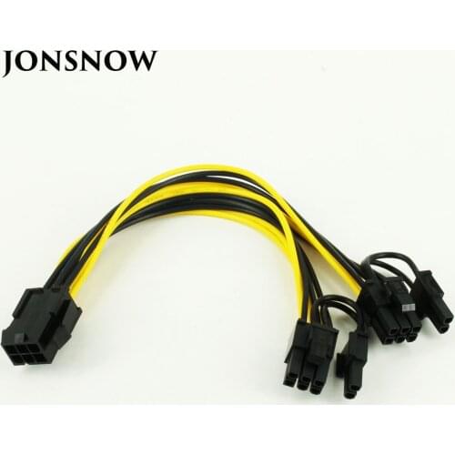 CPU 6 Pin To Graphics Video Card PCI Express Power Splitter Cable 6Pin Female Double 8Pin Male 20cm