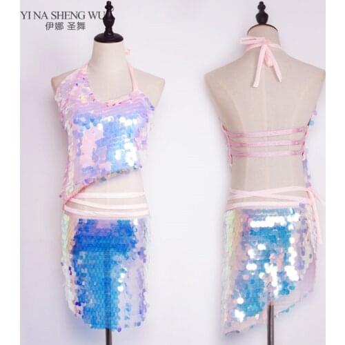 Women Belly Dance Costume Set Lady Mermaid sequined hip towel bellydance Top Hip scarf Wrap Belt 1pc Sequin Fish Scale Dancewear