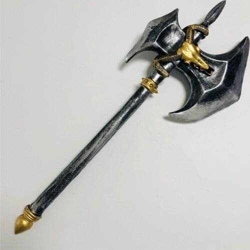 Movie 1:1 Medieval Gold Crown Sheep War Axe Action Figure Model Halloween Cosplay Prop PU Weapon Kids Role Gift