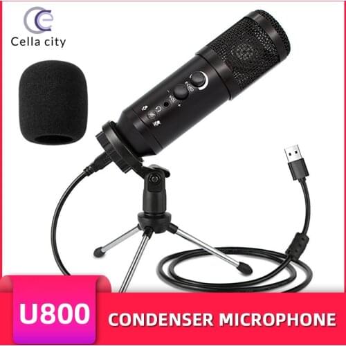 CELLA CITY USB Condenser Microphone for Laptop Computer Recording Studio Streaming Karaoke TIKTOK Game Competition Live Chat