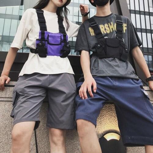 Fashion Nylon Chest Rig Bag Black Vest Hip Hop Streetwear Wist West Bag Pack Rig Kanye Chest Tactical Chest Functional Harn X2S7