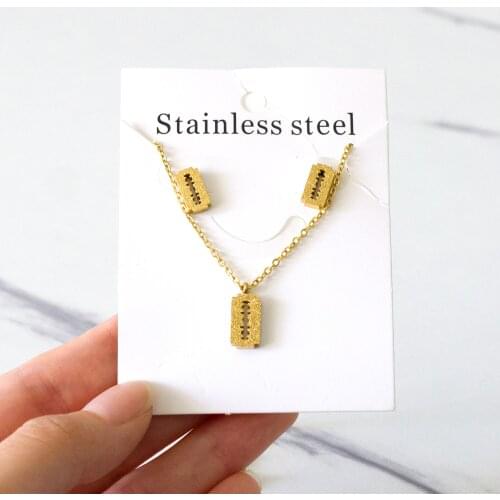 LUXUKISSKIDS Fashion Frost Gold Pendant Necklace Set for Women Stainless Steel Jewellry Sets Wedding Necklace Set parures bijoux