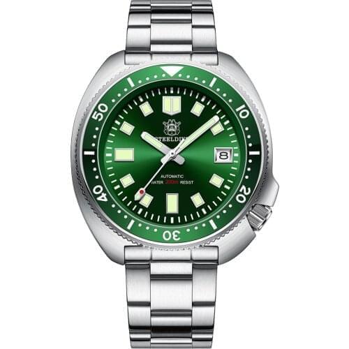 Steeldive Upgraded Version Turtle Diver Watch 20 Bar Stainless Steel Men Automatic Mechanical Sapphire Luminous