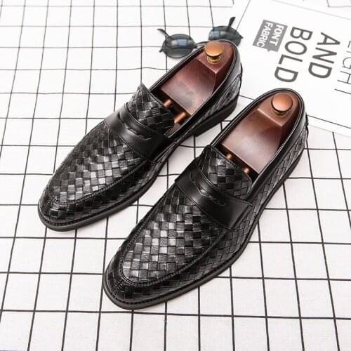 Hot Luxury Men Shoes Brand Braid Leather Casual Driving Oxfords Shoes Men Loafers Moccasins Italian Business Shoes for Men Flats