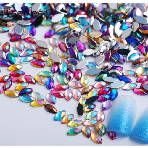 New Fashion 3D AB Colors Crystal Horse Eyes Acrylic Gem Glitters Rhinestone DIY Nail Art Tips Decoration 3x6m 500Pcs