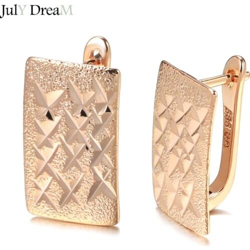 Summer 2021 New Trend Jewelry Irregular Clip Earrings Cross Embossed Pattern 585 Gold Plating Rose Gold Fashion Drop Earrings