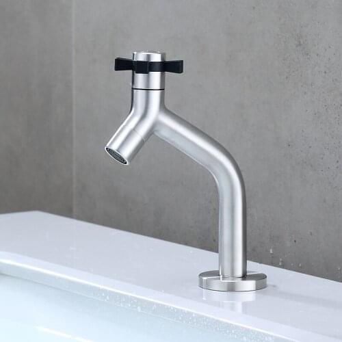 New 304 Stainless Steel Single Cold Quickly Open Type Kitchen & Basin Faucet Bathroom Sink Water Tap