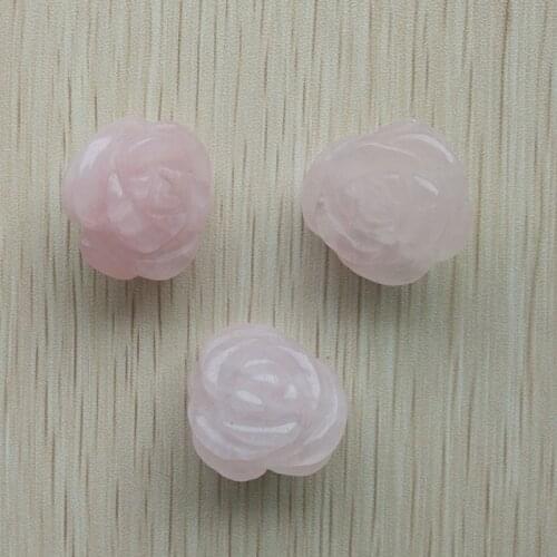 Wholesale 3pcs/lot 2018 new fashion natural stone carved rose flower charms pendants for jewelry marking free