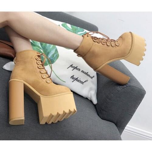 Wholesale Black Ladies Boots Heel Spring Women Autumn Shoes Outerwear Round Toe Ankle Boots for Women Party