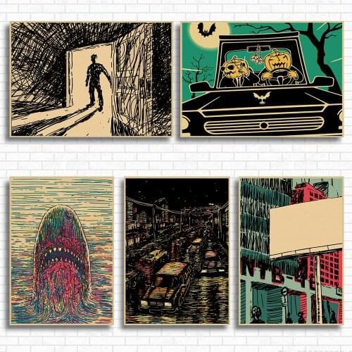 Wall Art Canvas Painting Modern Modular Cartoon Line Robot Minimalist Nordic Posters Prints Pictures Home Decor