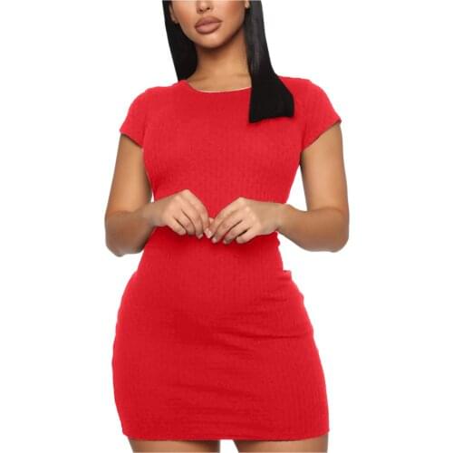 Solid Color Hip Ultra Mini Dress Women O-Neck Tight Sexy Dresses Women Summer Dress Women Clothing 2021 traf-robe Femme Платья