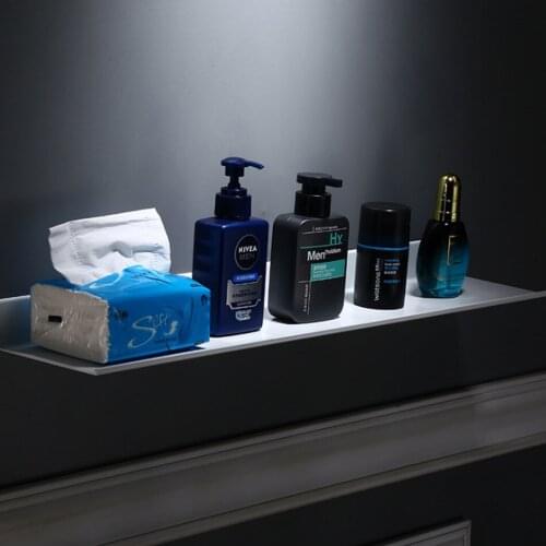 Space Aluminium Bathroom Shelf White Rectangle Kitchen Bathroom Shower Shampoo Organizer Storage Rack Phone Shlef 30 40 50 cm
