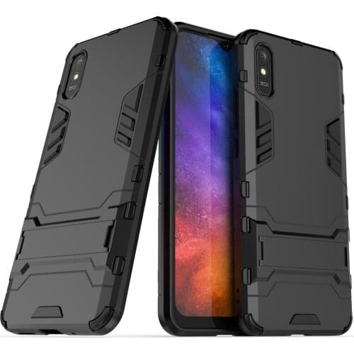 For XIAOMI REDMI 9A 9C 9 Case 6.8 INCH Shockproof TPU Bumper Ring Holder Stand Armor Phone Cover