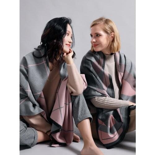 Luxury new cashmere scarf for ladies geometry fashion shawl and wrap winter warm long wool hair scarves poncho women headscarf