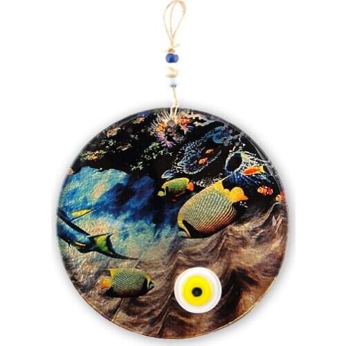 Handmade Aquarium Fusion Glass Evil Eye Bead 15cm